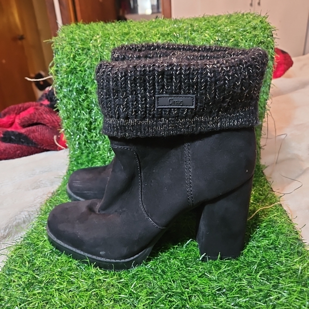 Circus by Sam Edelman Carter Boots Womens Size 8.5M Black Suede Pull On Shoes